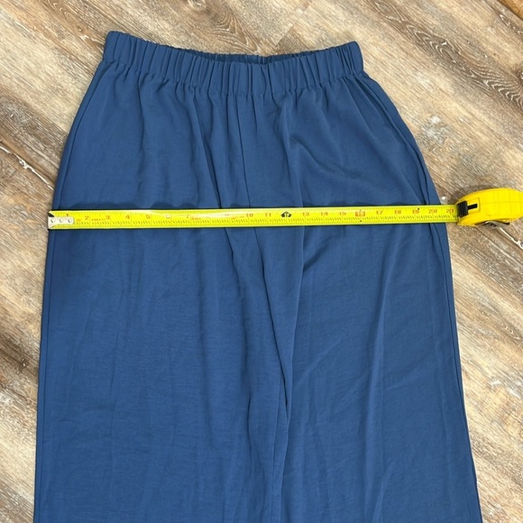 Shein Essnce Womens 2 Piece Split Hem Halter Top & Wide Leg Pants Size L Blue - Picture 12 of 16